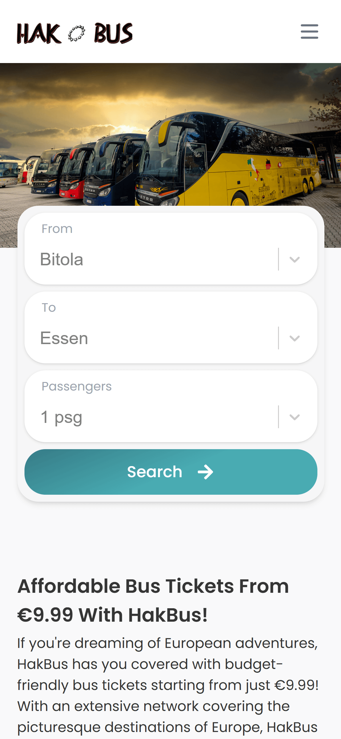 Hakbus - Mobile view